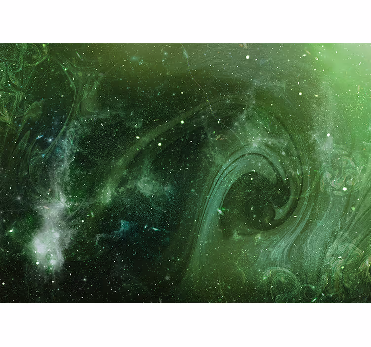 Mural del espacio remolino verde cósmico - TenVinilo