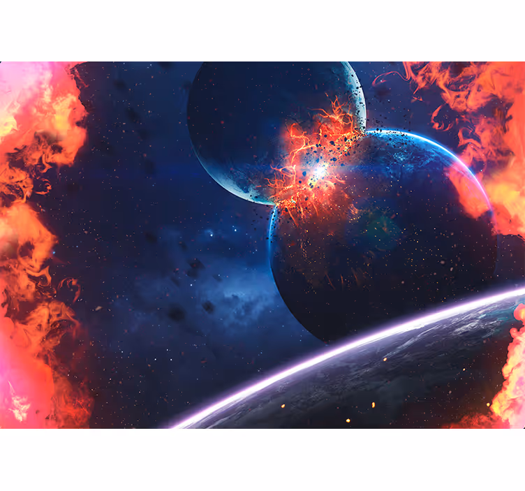 Mural del espacio colisión cósmica explosiva - TenVinilo