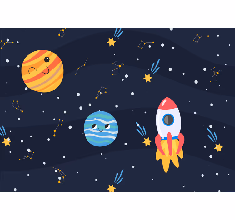 Mural del espacio exploración planetaria divertida - TenVinilo