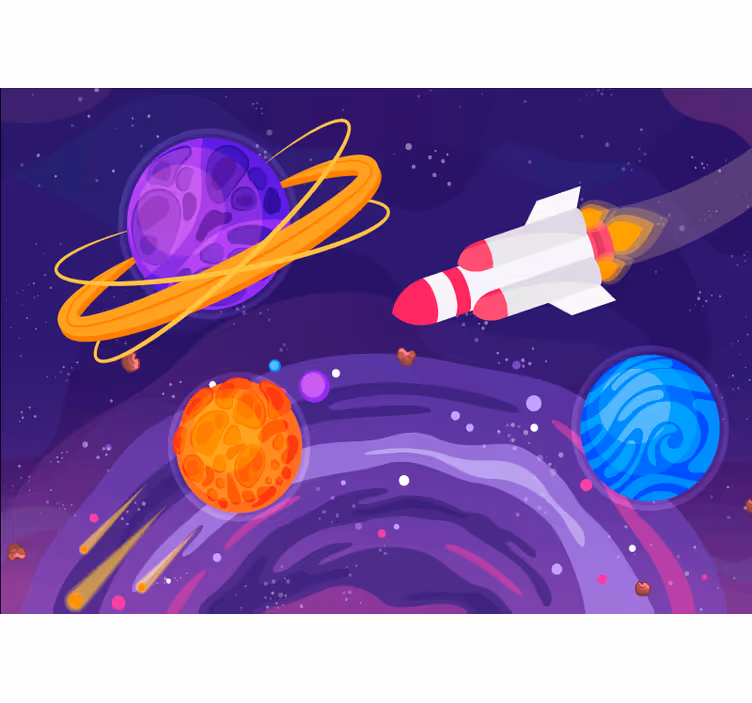 Mural de fantasía cohete en el espacio - TenVinilo