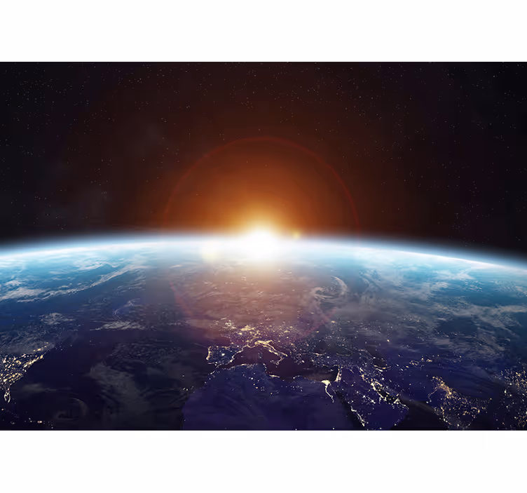Mural del espacio vista del amanecer terrestre - TenVinilo