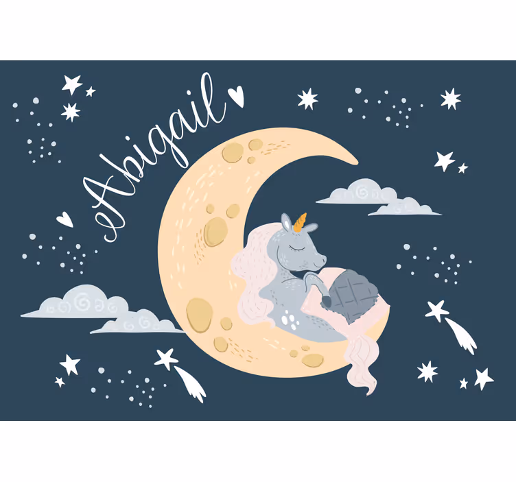 Mural infantil sueño de unicornio nocturno - TenVinilo
