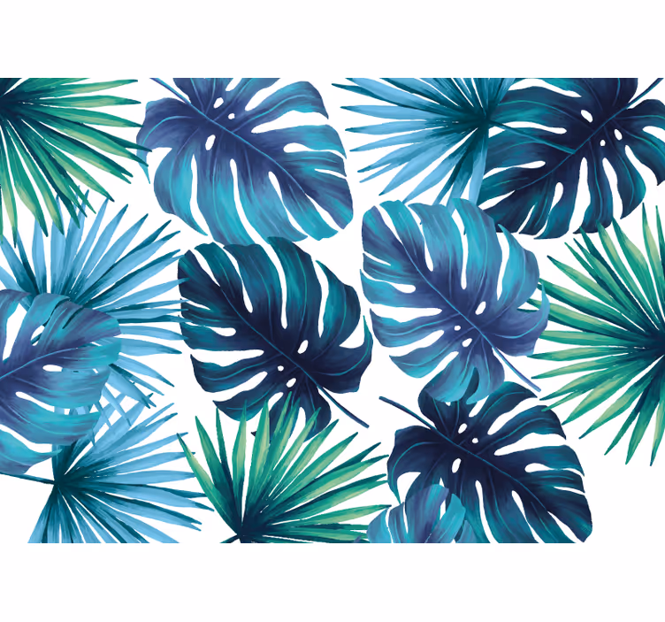 Mural de naturaleza obra de arte de hojas tropicales - TenVinilo
