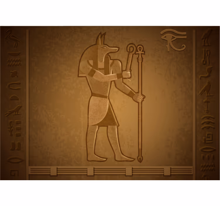 Mural de animales deidades del antiguo egipto - TenVinilo