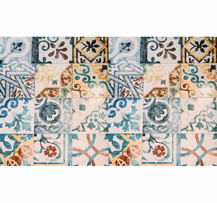 Mural de texturas con patrones de azulejos intrincados - TenVinilo