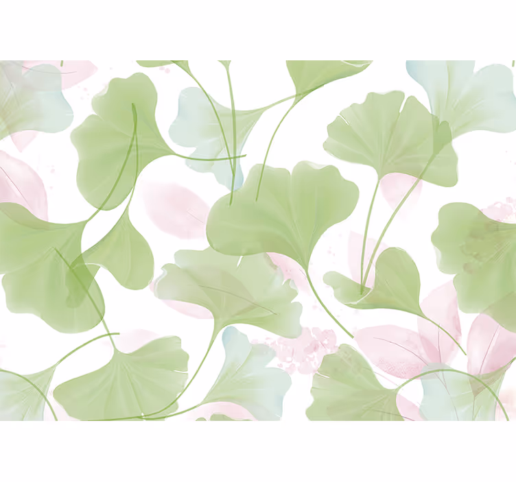 Mural de flores patrón de hoja de ginkgo - TenVinilo