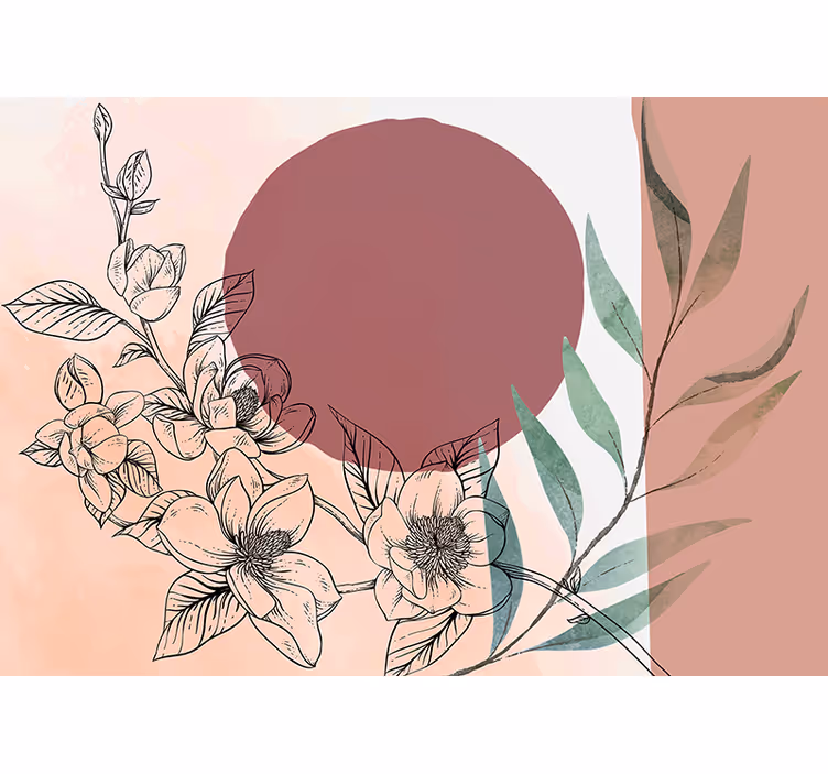 Mural de flores composición de elementos florales - TenVinilo