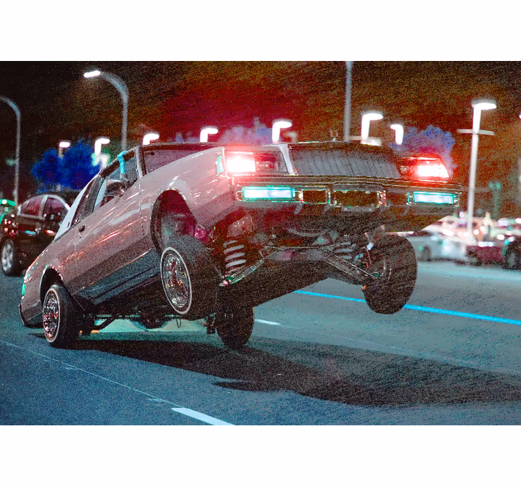 Mural de vehículos acrobacia de coches clásicos - TenVinilo