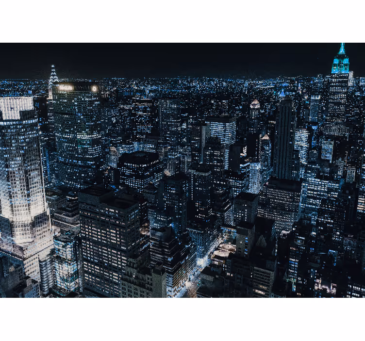 Mural new york vista nocturna del skyline - TenVinilo