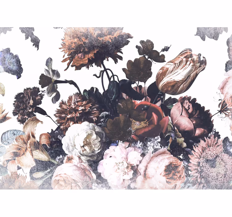 Mural de flores diseño de arreglo floral - TenVinilo