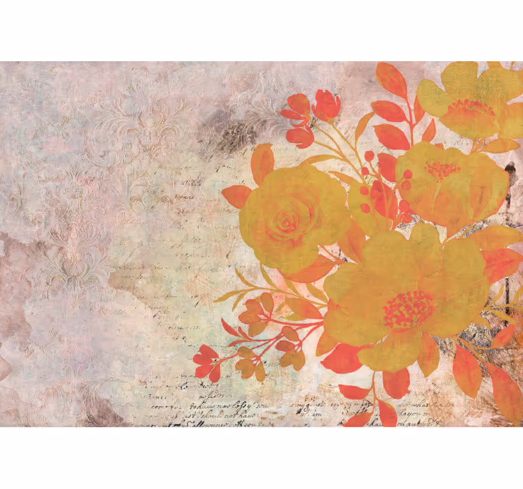 Mural de flores composición floral amarilla - TenVinilo