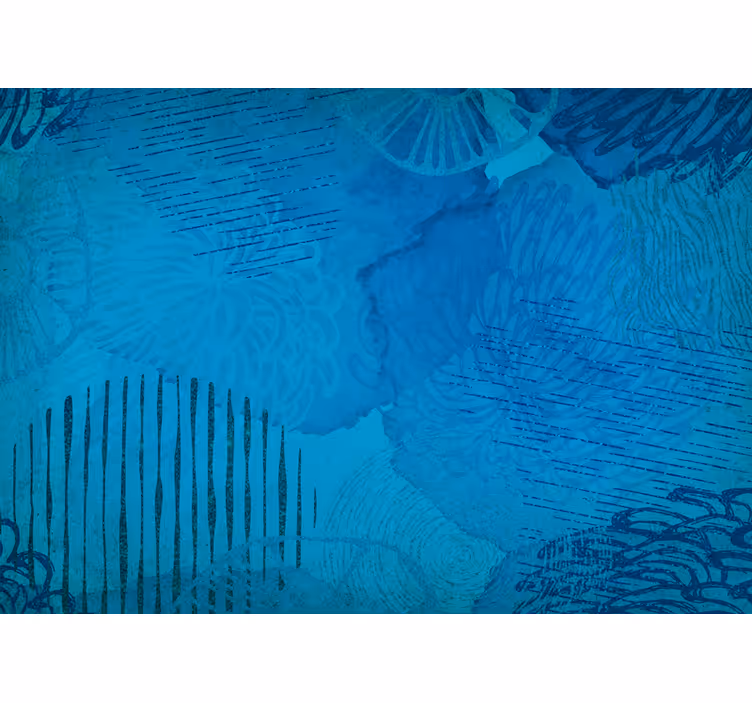 Mural abstracto con patrones texturizados azules - TenVinilo