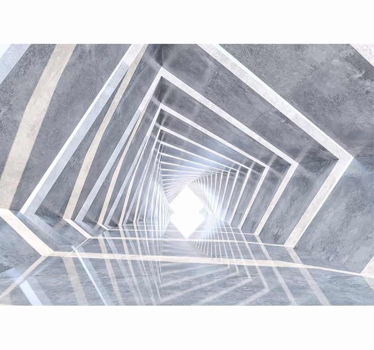 Mural abstracto perspectiva geométrica profunda - TenVinilo
