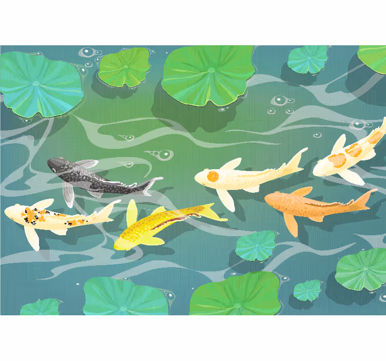 Mural de animales estanque de peces koi - TenVinilo