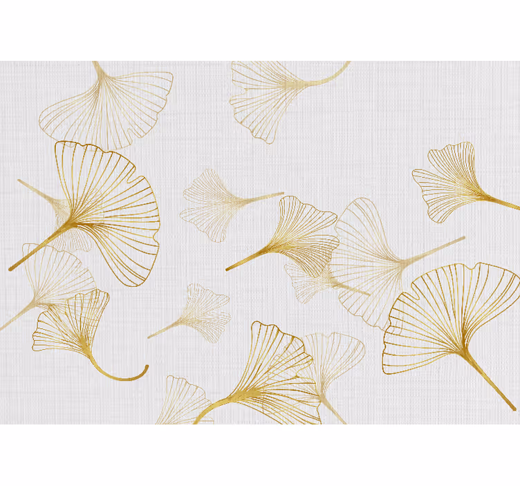 Mural de flores con patrones de hojas de ginkgo - TenVinilo