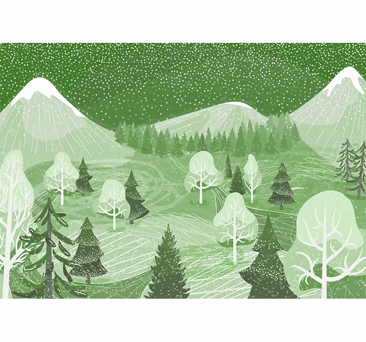 Mural de naturaleza vista del bosque de montaña - TenVinilo