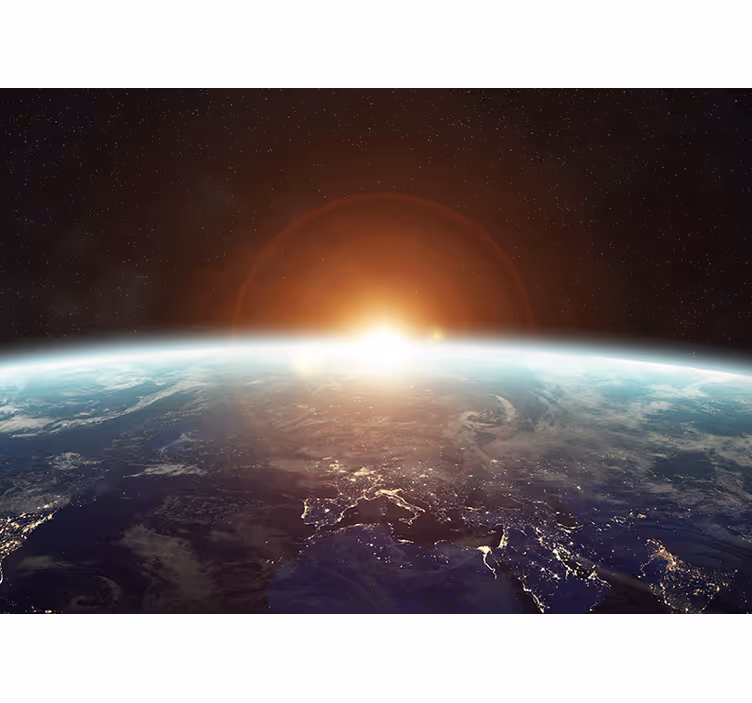 Mural del espacio perspectiva del amanecer terrestre - TenVinilo
