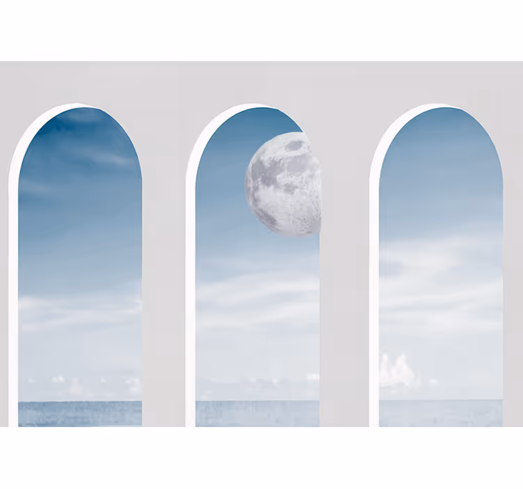 Fotomural cielo Noche de luz de luna dílica en grecia - TenVinilo