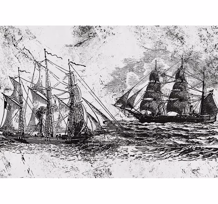 Mural de vehículos barcos de vela históricos - TenVinilo