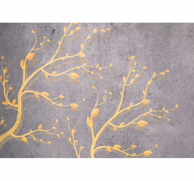 Mural de naturaleza hojas de parra doradas - TenVinilo