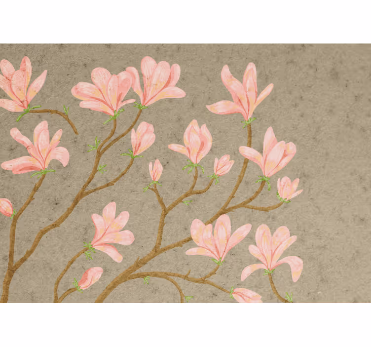 Mural de flores magnolias rosadas - TenVinilo