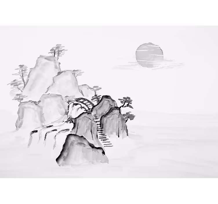 Mural zen paisaje montañés - TenVinilo