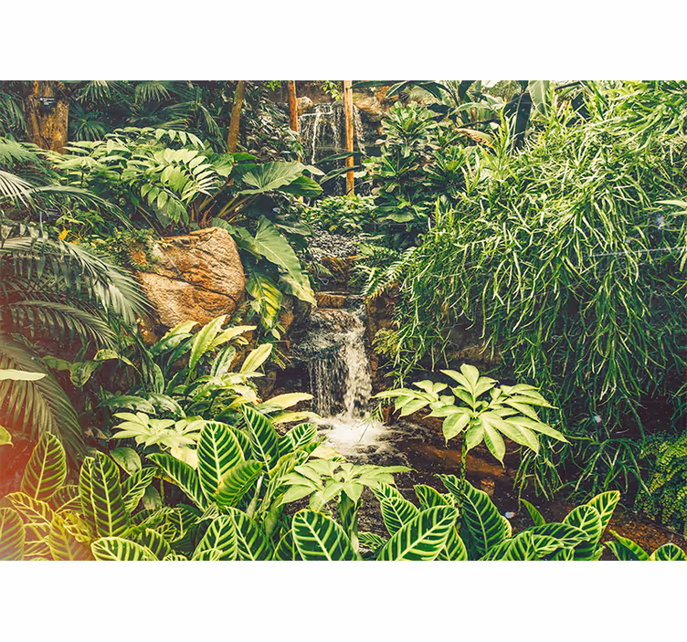 Mural de naturaleza refugio tropical vibrante - TenVinilo