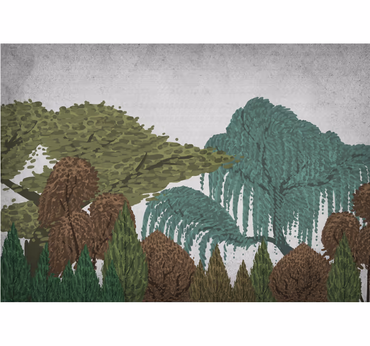 Mural de naturaleza paisaje de follaje vibrante - TenVinilo