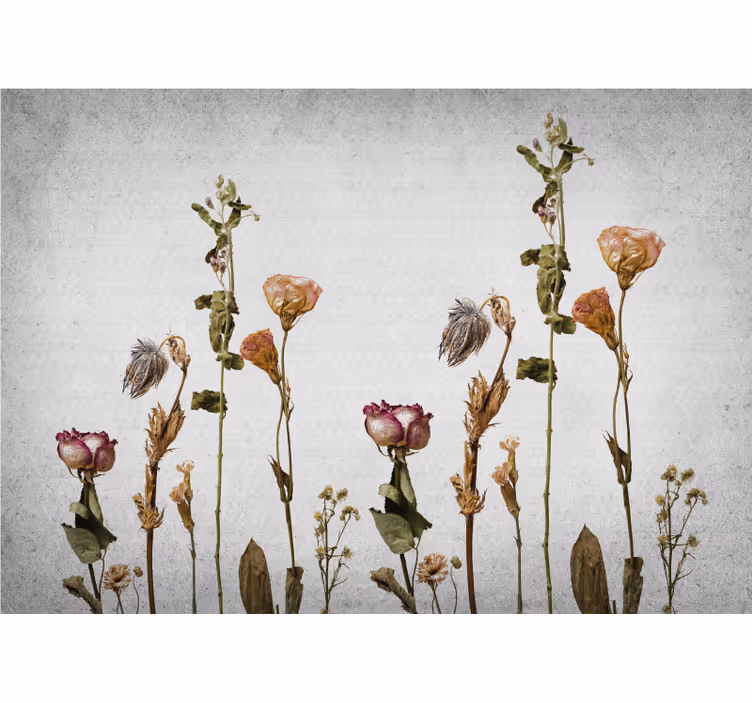 Mural de flores arreglo floral seco - TenVinilo