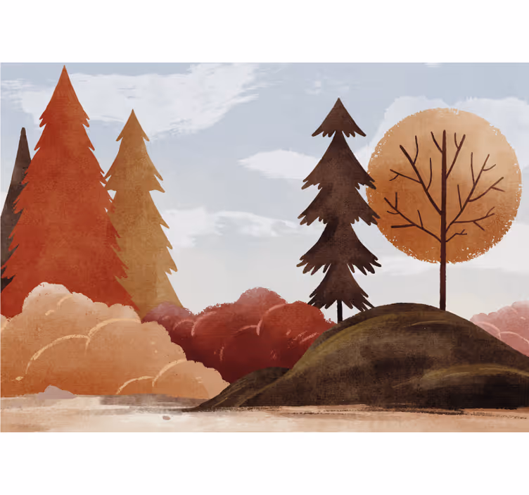 Mural de naturaleza paisaje otoñal escénico - TenVinilo