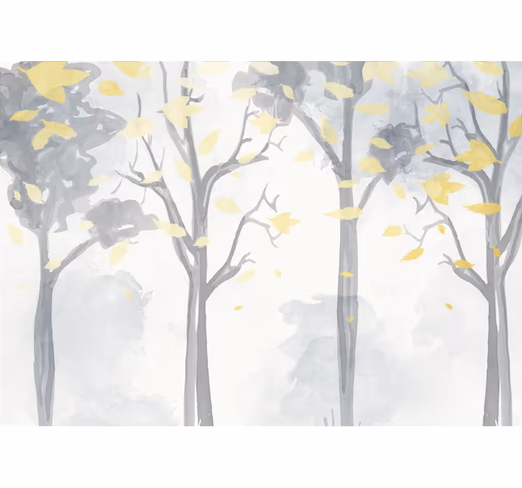 Mural de árboles siluetas de árboles en otoño - TenVinilo