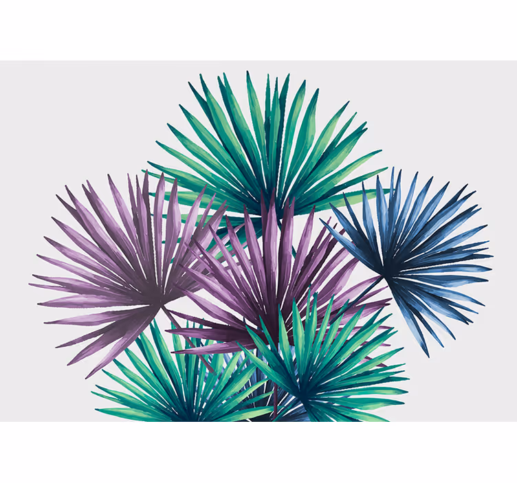 Mural para salón Acuarela tie dye hojas de palmera - TenVinilo