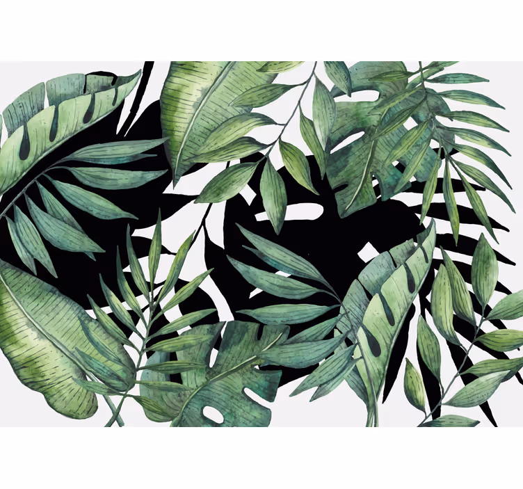 Mural de naturaleza patrón de follaje tropical - TenVinilo