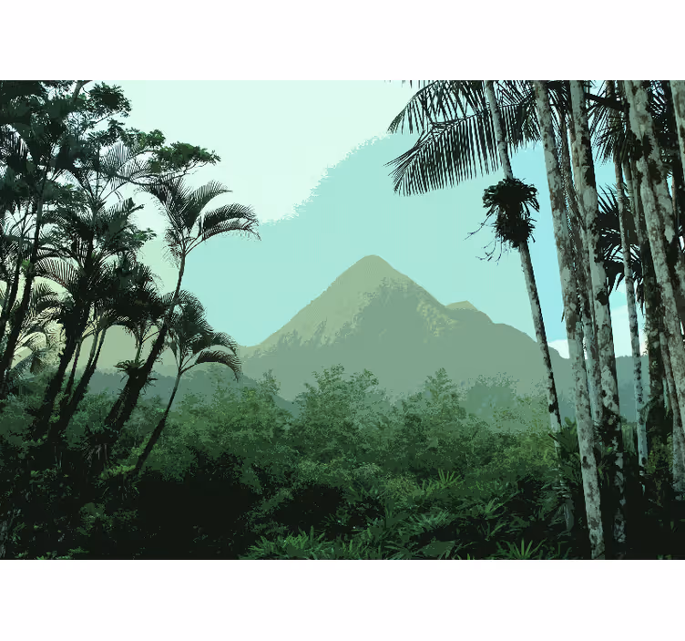 Mural de bosque vista de selva montañosa - TenVinilo