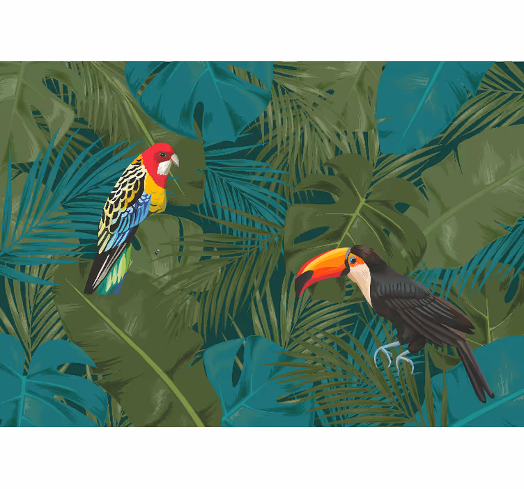 Mural de animales letrero de loros tropicales - TenVinilo