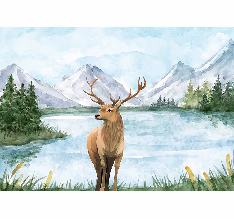 Mural de animales paisaje del majestuoso alce - TenVinilo