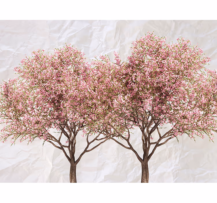 Fotomural flores Hermosos árboles con hojas rosadas - TenVinilo