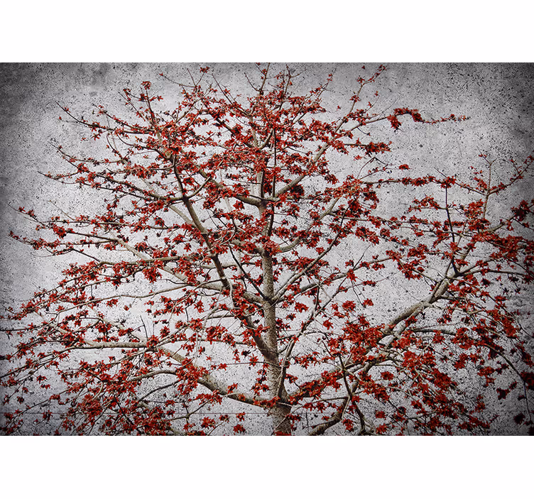 Mural de flores Árbol de flores rojas - TenVinilo