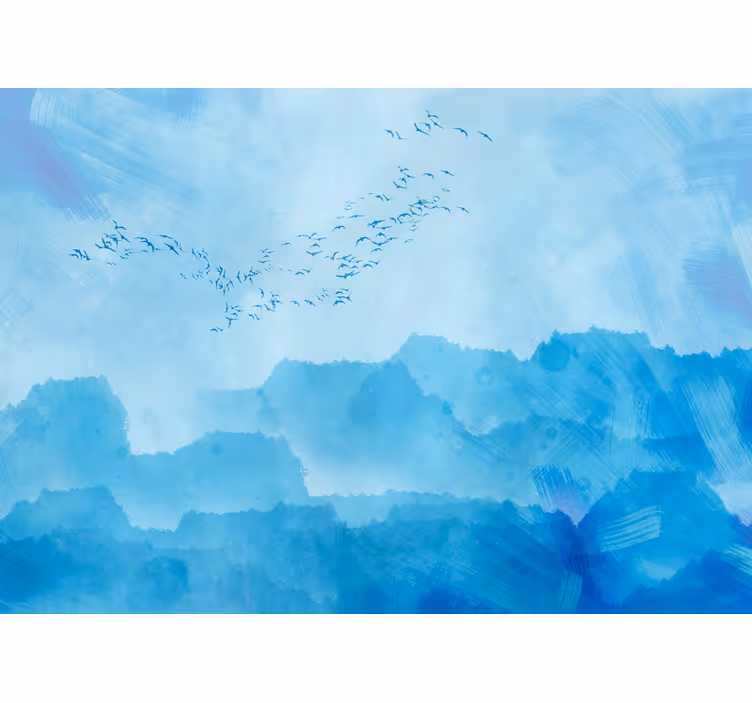 Mural de naturaleza pájaros volando alto - TenVinilo
