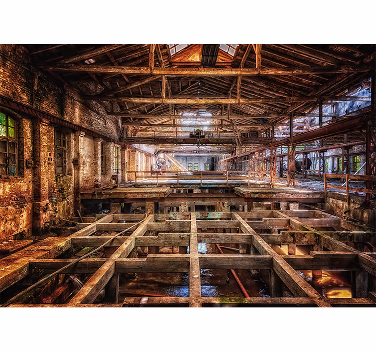 Mural ciudad espacio industrial abandonado - TenVinilo