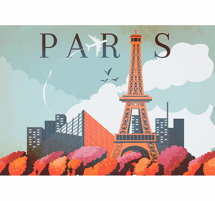 Fotomural de París Ilustración colorida de la ciudad - TenVinilo
