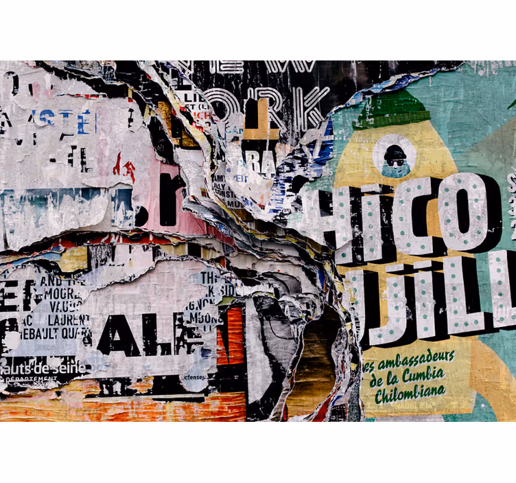 Mural graffiti collage urbano de calles - TenVinilo