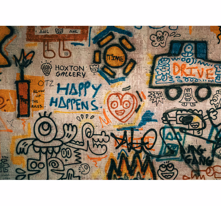 Mural graffiti arte callejero colorido - TenVinilo