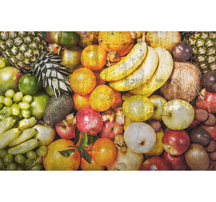 Fotomural imitación piedra fruta en concretoLa fruta en concreto - TenVinilo