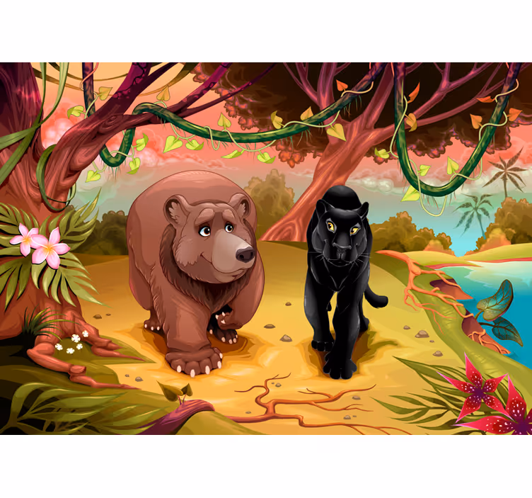 Mural infantil fauna encantada - TenVinilo