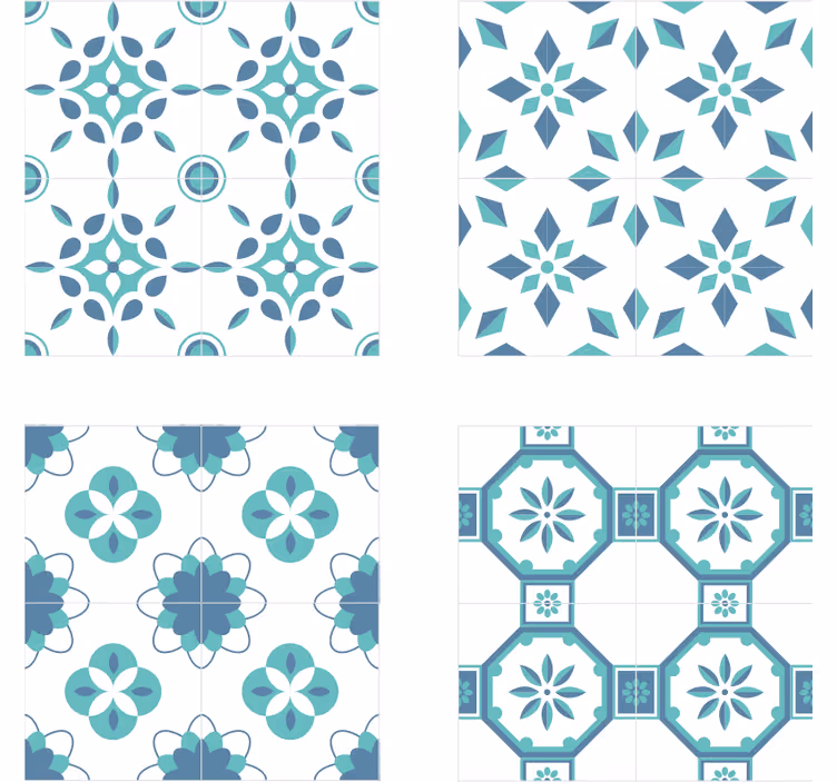 Posavasos azulejo con patrón floral - TenVinilo