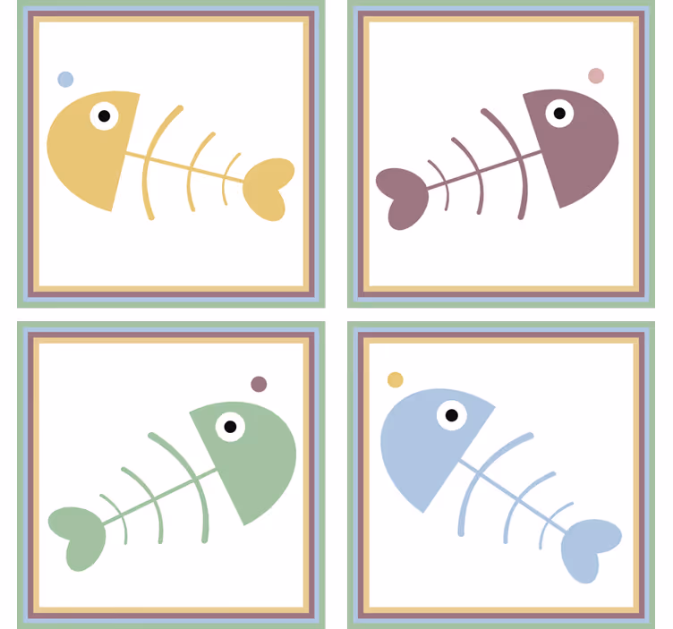 Posavasos infantil de espinas de pescado azul - TenVinilo