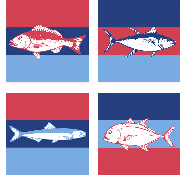 Posavasos ilustraciones de peces estilizados - TenVinilo