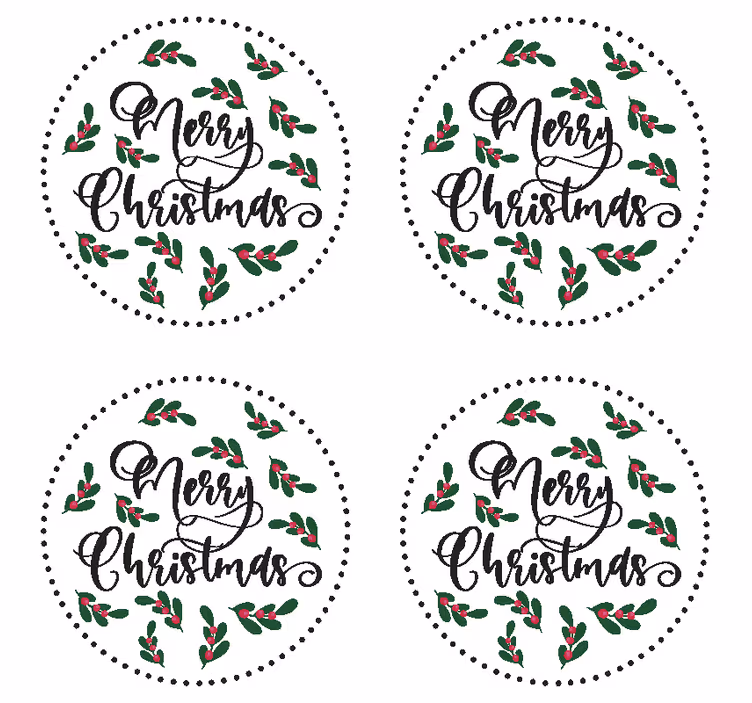 Posavasos frase feliz navidad rodeado de acebo - TenVinilo