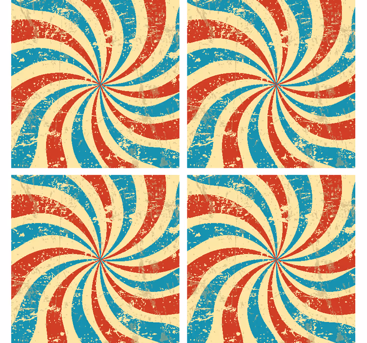 Posavasos vintage patrón rojo azul en espiral - TenVinilo